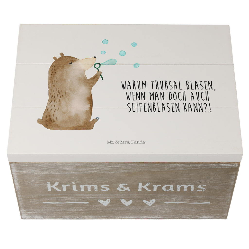 Holzkiste Bär Seifenblasen Holzkiste, Kiste, Schatzkiste, Truhe, Schatulle, XXL, Erinnerungsbox, Erinnerungskiste, Dekokiste, Aufbewahrungsbox, Bär, Teddy, Teddybär, Seifenblasen Bär Lustig Sein Glücklich Traurig Happy