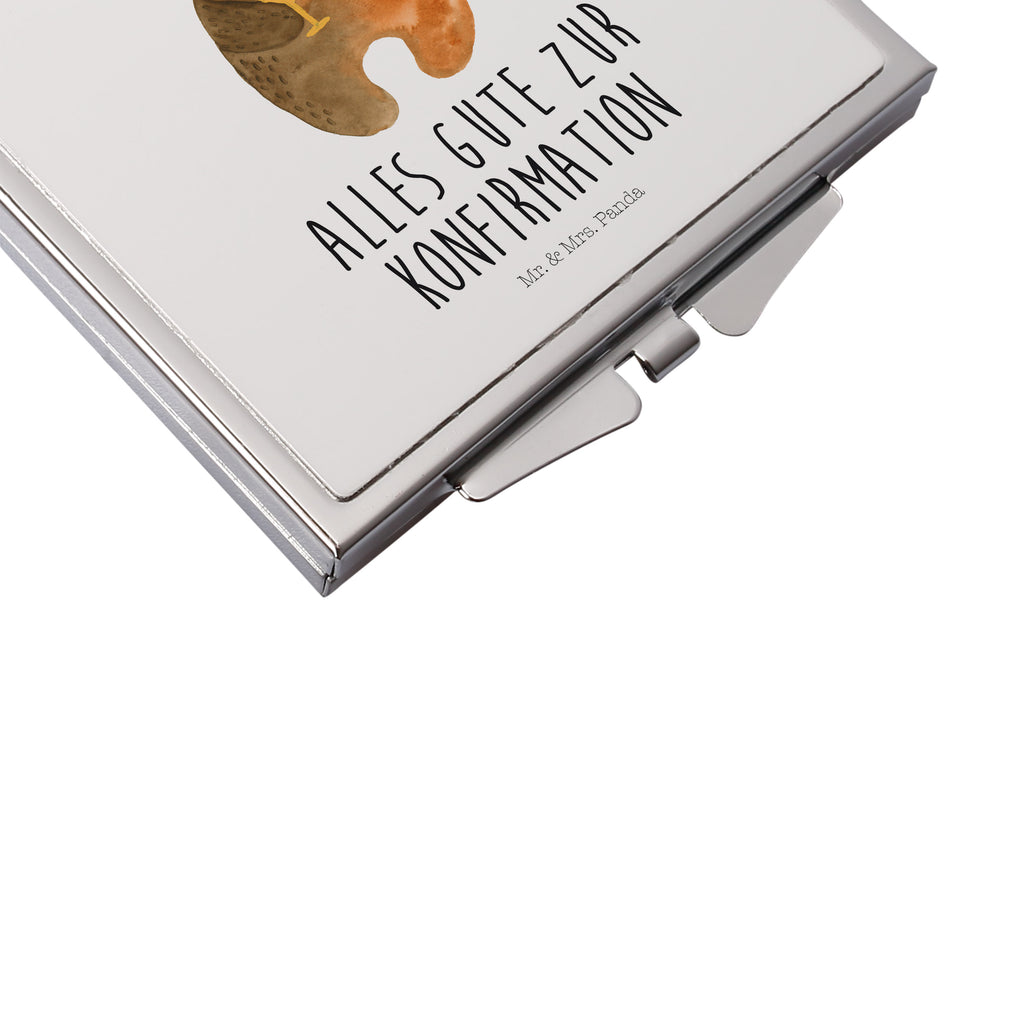 Handtaschenspiegel quadratisch Konfirmation-Bär Spiegel, Handtasche, Quadrat, silber, schminken, Schminkspiegel, Bär, Teddy, Teddybär, Konfirmation, Kirche, evangelisch, Gottesdienst