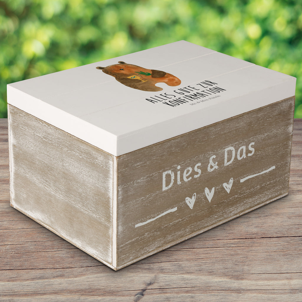 Holzkiste Konfirmation-Bär Holzkiste, Kiste, Schatzkiste, Truhe, Schatulle, XXL, Erinnerungsbox, Erinnerungskiste, Dekokiste, Aufbewahrungsbox, Bär, Teddy, Teddybär, Konfirmation, Kirche, evangelisch, Gottesdienst
