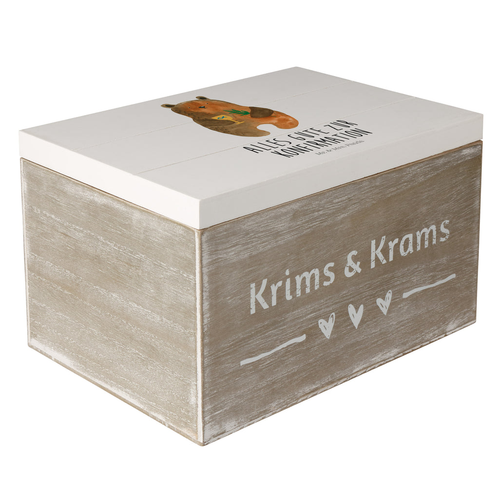Holzkiste Konfirmation-Bär Holzkiste, Kiste, Schatzkiste, Truhe, Schatulle, XXL, Erinnerungsbox, Erinnerungskiste, Dekokiste, Aufbewahrungsbox, Bär, Teddy, Teddybär, Konfirmation, Kirche, evangelisch, Gottesdienst