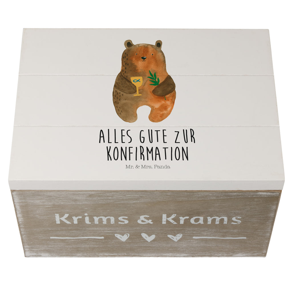 Holzkiste Konfirmation-Bär Holzkiste, Kiste, Schatzkiste, Truhe, Schatulle, XXL, Erinnerungsbox, Erinnerungskiste, Dekokiste, Aufbewahrungsbox, Bär, Teddy, Teddybär, Konfirmation, Kirche, evangelisch, Gottesdienst