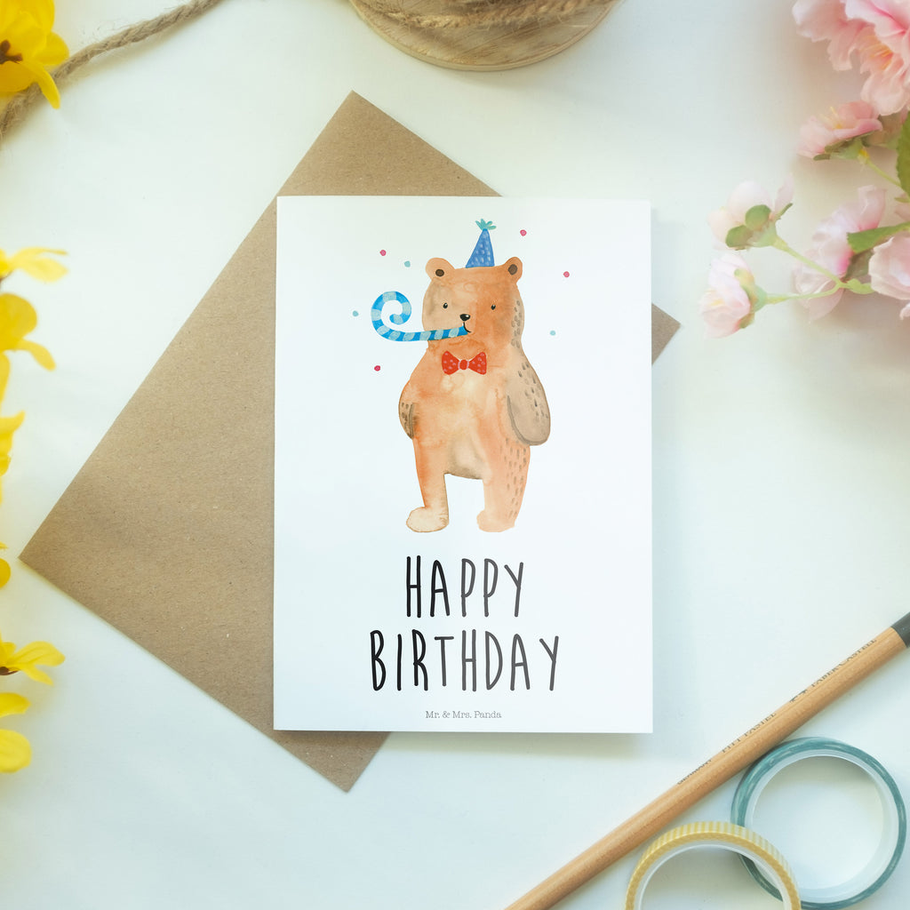 Grußkarte Birthday Bär Klappkarte, Einladungskarte, Glückwunschkarte, Hochzeitskarte, Geburtstagskarte, Karte, Bär, Teddy, Teddybär, Happy Birthday, Alles Gute, Glückwunsch, Geburtstag