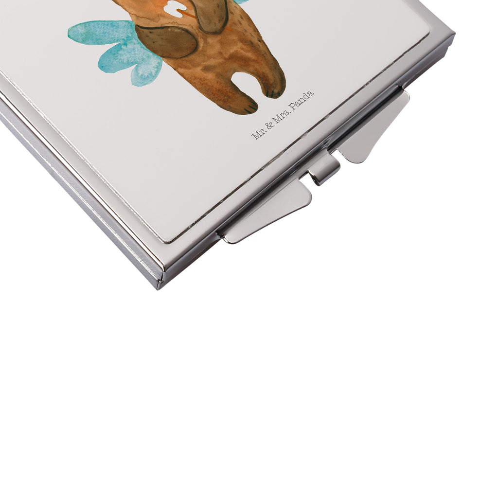 Handtaschenspiegel quadratisch Zahnfee Bär Spiegel, Handtasche, Quadrat, silber, schminken, Schminkspiegel, Bär, Teddy, Teddybär, Zahnfee, Fee, Milchzahn, Erster Zahn