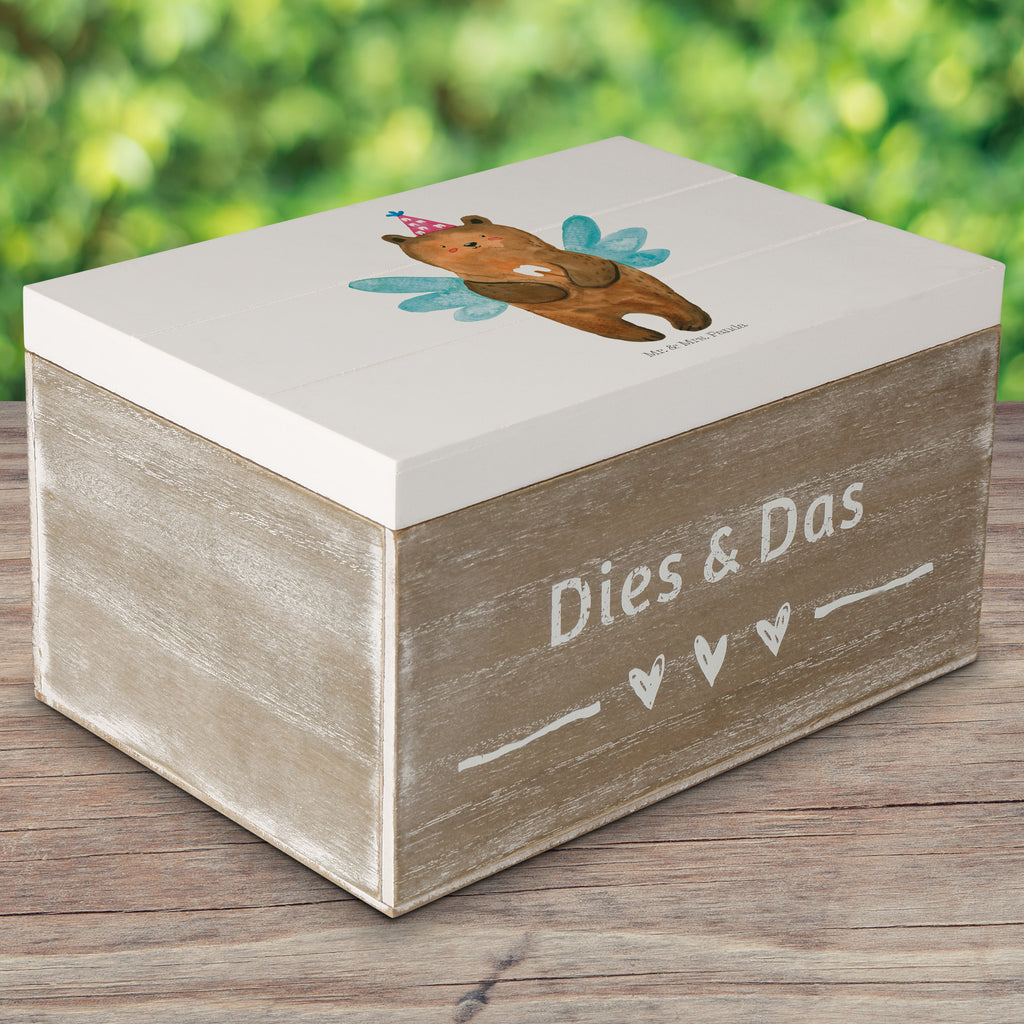 Holzkiste Zahnfee Bär Holzkiste, Kiste, Schatzkiste, Truhe, Schatulle, XXL, Erinnerungsbox, Erinnerungskiste, Dekokiste, Aufbewahrungsbox, Bär, Teddy, Teddybär, Zahnfee, Fee, Milchzahn, Erster Zahn