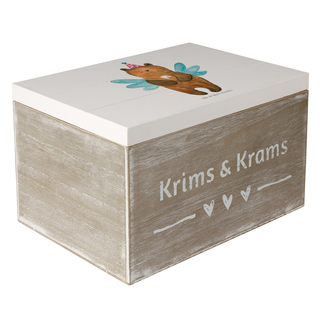 Holzkiste Zahnfee Bär Holzkiste, Kiste, Schatzkiste, Truhe, Schatulle, XXL, Erinnerungsbox, Erinnerungskiste, Dekokiste, Aufbewahrungsbox, Bär, Teddy, Teddybär, Zahnfee, Fee, Milchzahn, Erster Zahn