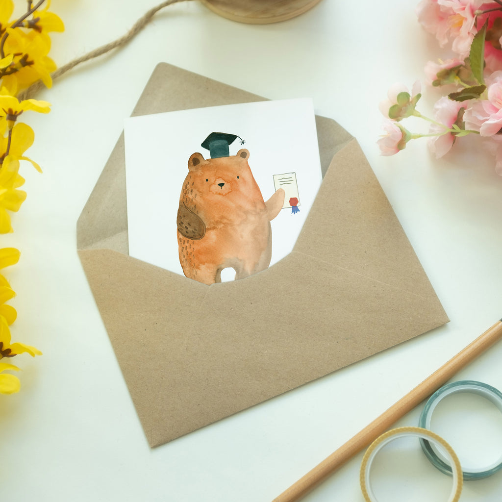 Grußkarte Prüfungsbär Klappkarte, Einladungskarte, Glückwunschkarte, Hochzeitskarte, Geburtstagskarte, Karte, Bär, Teddy, Teddybär, Abitur, Prüfungen, Prüfung bestanden, Abschluss, Zeugnis, Abschlusszeugnis