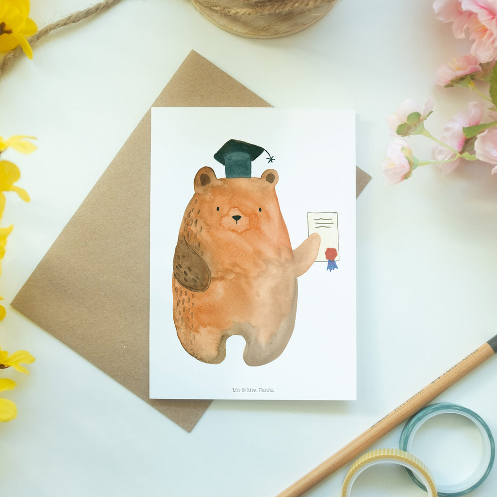 Grußkarte Prüfungsbär Klappkarte, Einladungskarte, Glückwunschkarte, Hochzeitskarte, Geburtstagskarte, Karte, Bär, Teddy, Teddybär, Abitur, Prüfungen, Prüfung bestanden, Abschluss, Zeugnis, Abschlusszeugnis