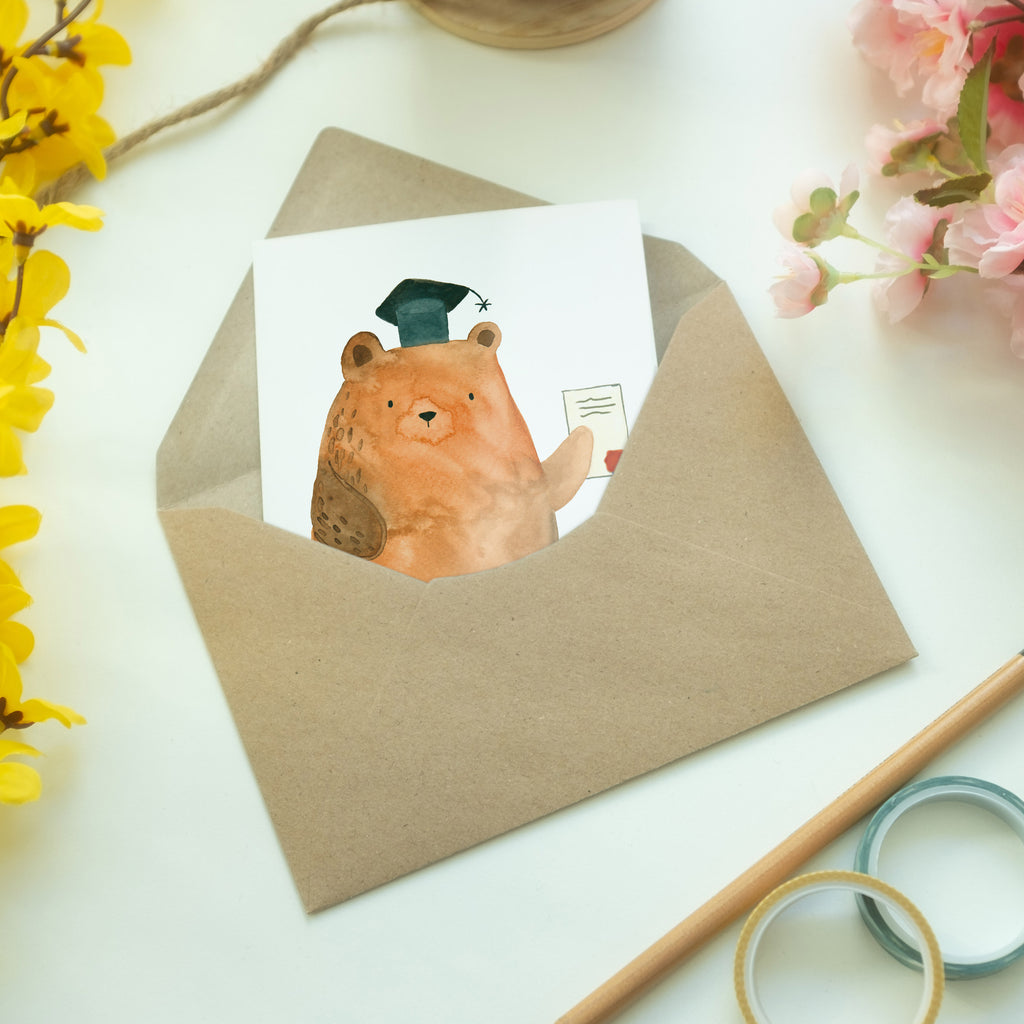 Grußkarte Prüfungsbär Klappkarte, Einladungskarte, Glückwunschkarte, Hochzeitskarte, Geburtstagskarte, Karte, Bär, Teddy, Teddybär, Abitur, Prüfungen, Prüfung bestanden, Abschluss, Zeugnis, Abschlusszeugnis