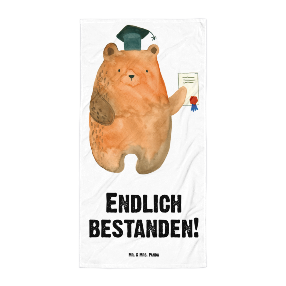 XL Badehandtuch Prüfungsbär Handtuch, Badetuch, Duschtuch, Strandtuch, Saunatuch, Bär, Teddy, Teddybär, Abitur, Prüfungen, Prüfung bestanden, Abschluss, Zeugnis, Abschlusszeugnis