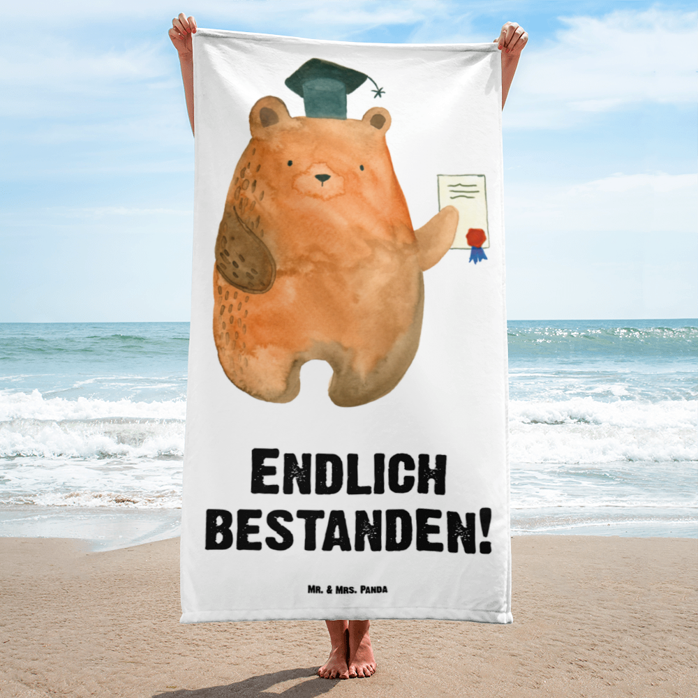 XL Badehandtuch Prüfungsbär Handtuch, Badetuch, Duschtuch, Strandtuch, Saunatuch, Bär, Teddy, Teddybär, Abitur, Prüfungen, Prüfung bestanden, Abschluss, Zeugnis, Abschlusszeugnis