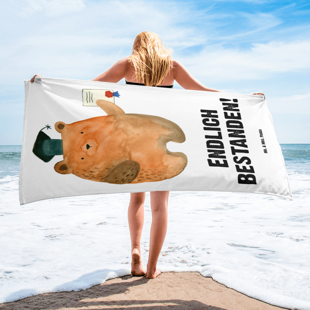 XL Badehandtuch Prüfungsbär Handtuch, Badetuch, Duschtuch, Strandtuch, Saunatuch, Bär, Teddy, Teddybär, Abitur, Prüfungen, Prüfung bestanden, Abschluss, Zeugnis, Abschlusszeugnis
