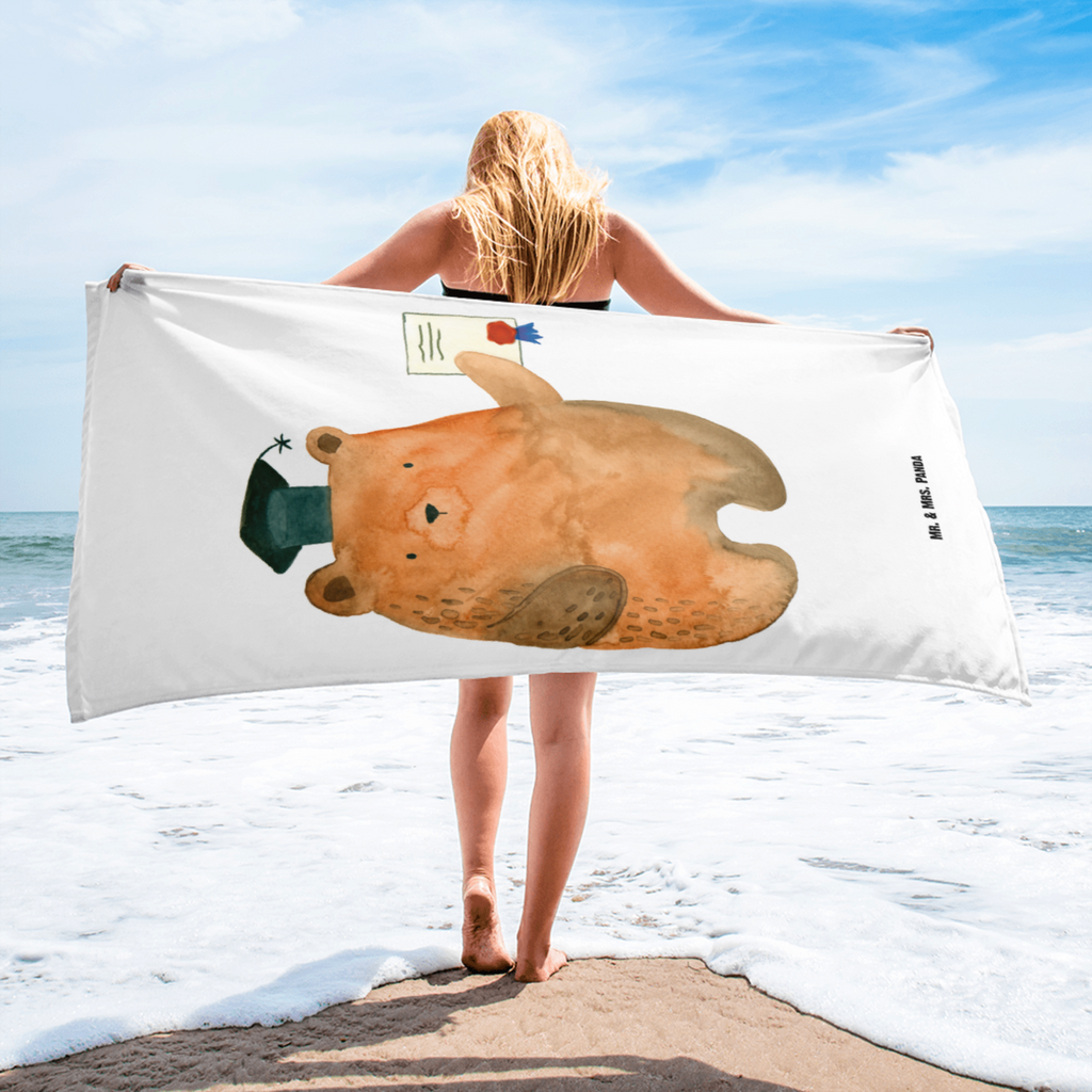 XL Badehandtuch Prüfungsbär Handtuch, Badetuch, Duschtuch, Strandtuch, Saunatuch, Bär, Teddy, Teddybär, Abitur, Prüfungen, Prüfung bestanden, Abschluss, Zeugnis, Abschlusszeugnis