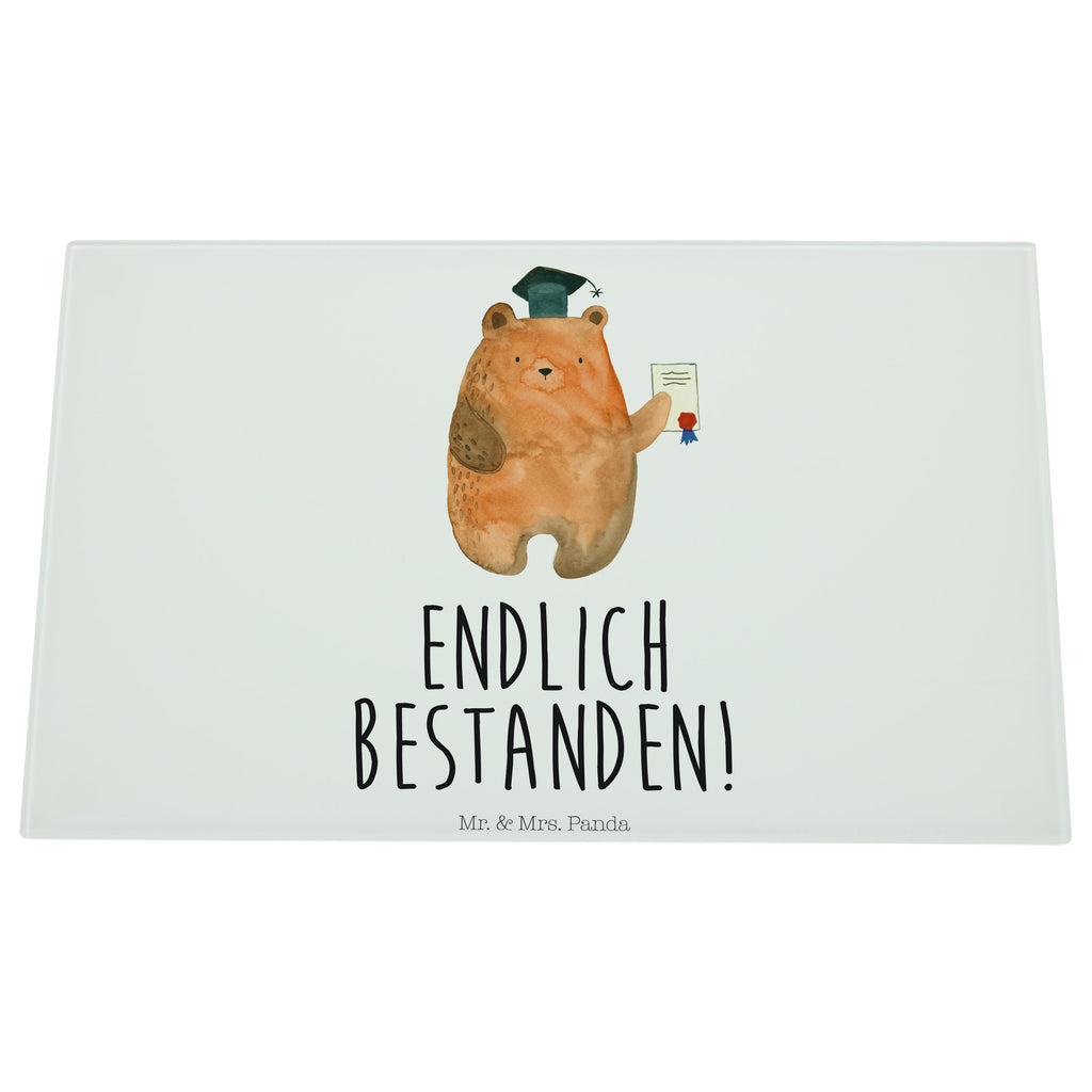 Medium Glas Schneidbrett Prüfungsbär Glasschneidebrett, Schneidebrett, Bär, Teddy, Teddybär, Abitur, Prüfungen, Prüfung bestanden, Abschluss, Zeugnis, Abschlusszeugnis