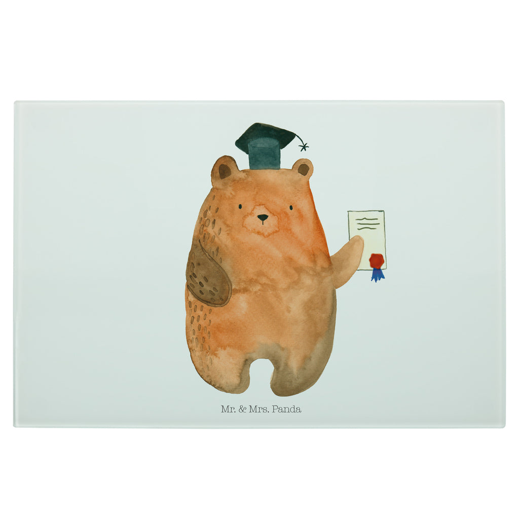 Medium Glas Schneidbrett Prüfungsbär Glasschneidebrett, Schneidebrett, Bär, Teddy, Teddybär, Abitur, Prüfungen, Prüfung bestanden, Abschluss, Zeugnis, Abschlusszeugnis