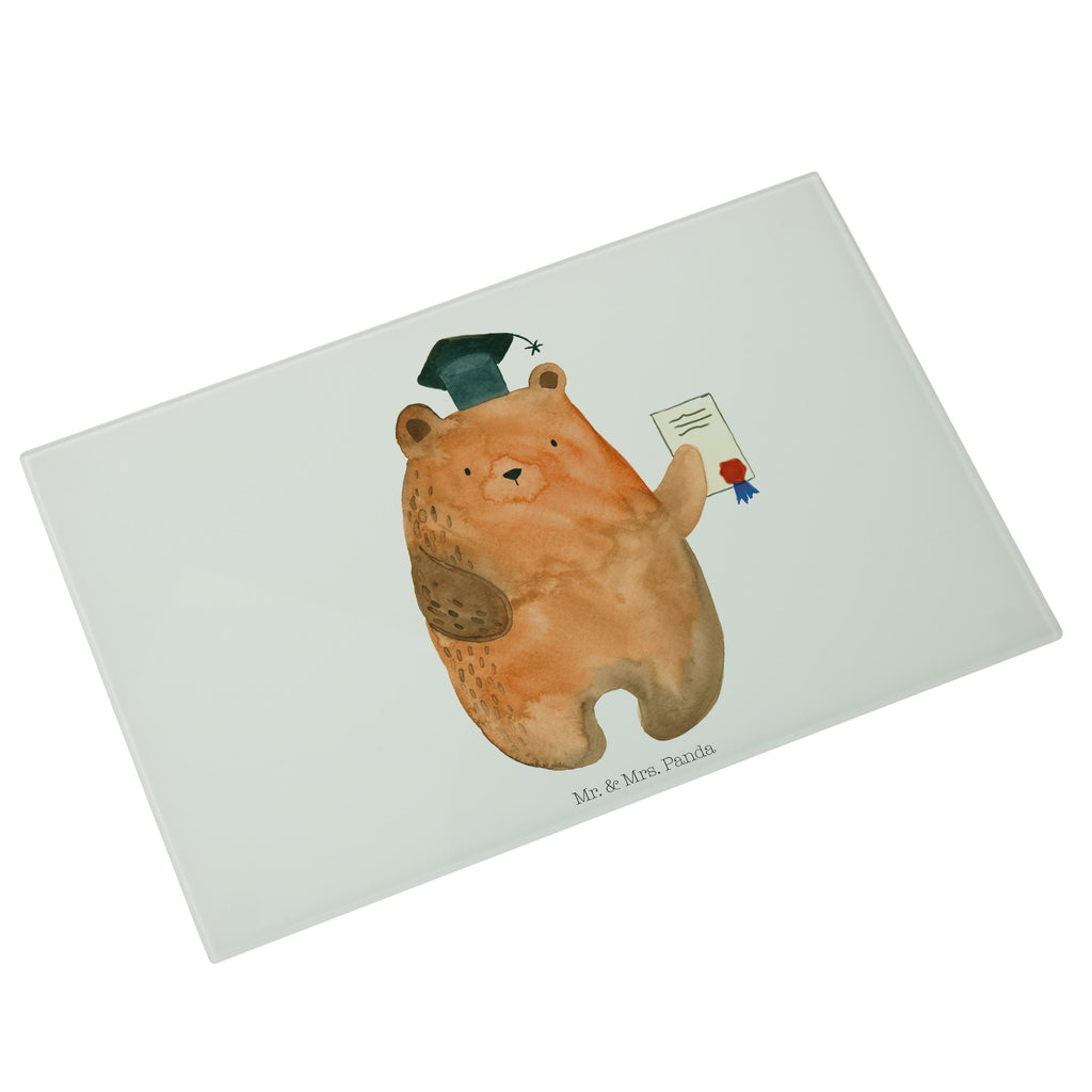 Medium Glas Schneidbrett Prüfungsbär Glasschneidebrett, Schneidebrett, Bär, Teddy, Teddybär, Abitur, Prüfungen, Prüfung bestanden, Abschluss, Zeugnis, Abschlusszeugnis