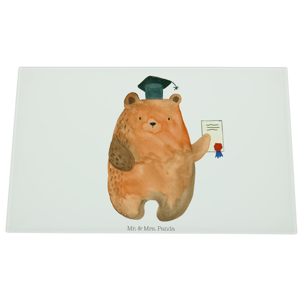 Medium Glas Schneidbrett Prüfungsbär Glasschneidebrett, Schneidebrett, Bär, Teddy, Teddybär, Abitur, Prüfungen, Prüfung bestanden, Abschluss, Zeugnis, Abschlusszeugnis