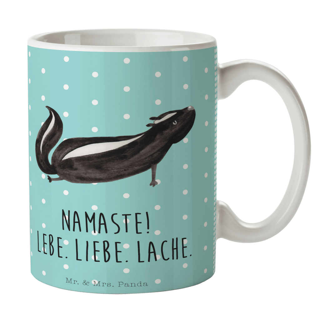 Tasse Stinktier Yoga Stinktier, Skunk, Wildtier, Raubtier, Stinker, Stinki, Yoga, Namaste, Lebe, Liebe, Lache Becher, Kaffeetasse, Kaffeebecher, Tee, Frühstück, Büro  Stinktier, Skunk