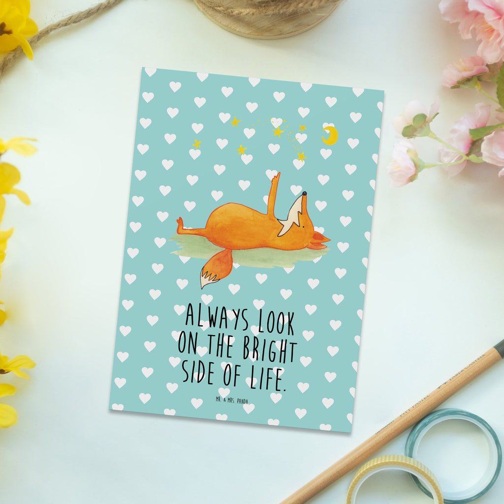 Postkarte Fuchs Sterne Geschenkkarte, Grußkarte, Karte, Einladung, Ansichtskarte, Geburtstagskarte, Einladungskarte, Fuchs, Füchse, tröstende Worte, Spruch positiv, Spruch schön, Romantik, Always Look on the Bright Side of Life