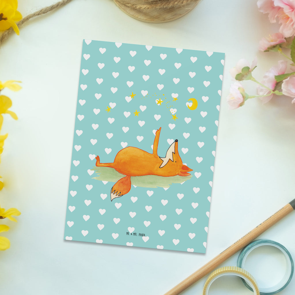 Postkarte Fuchs Sterne Geschenkkarte, Grußkarte, Karte, Einladung, Ansichtskarte, Geburtstagskarte, Einladungskarte, Fuchs, Füchse, tröstende Worte, Spruch positiv, Spruch schön, Romantik, Always Look on the Bright Side of Life