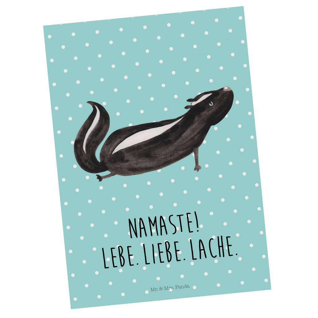 Postkarte Stinktier Yoga Geschenkkarte, Grußkarte, Karte, Einladung, Ansichtskarte, Geburtstagskarte, Einladungskarte, Stinktier, Skunk, Wildtier, Raubtier, Stinker, Stinki, Yoga, Namaste, Lebe, Liebe, Lache