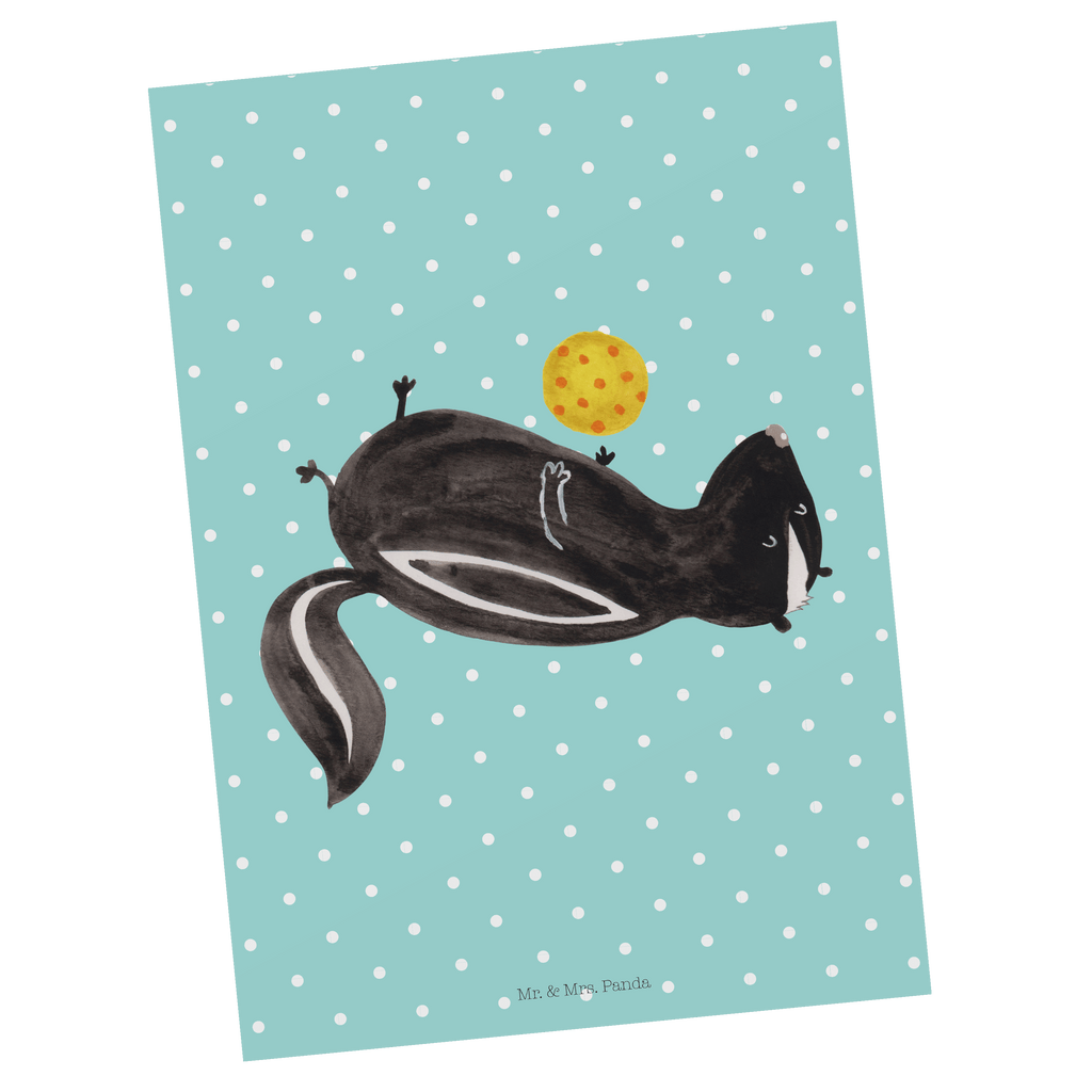 Postkarte Stinktier Ball Geschenkkarte, Grußkarte, Karte, Einladung, Ansichtskarte, Geburtstagskarte, Einladungskarte, Stinktier, Skunk, Wildtier, Raubtier, Stinker, Stinki, verspielt, Weisheit