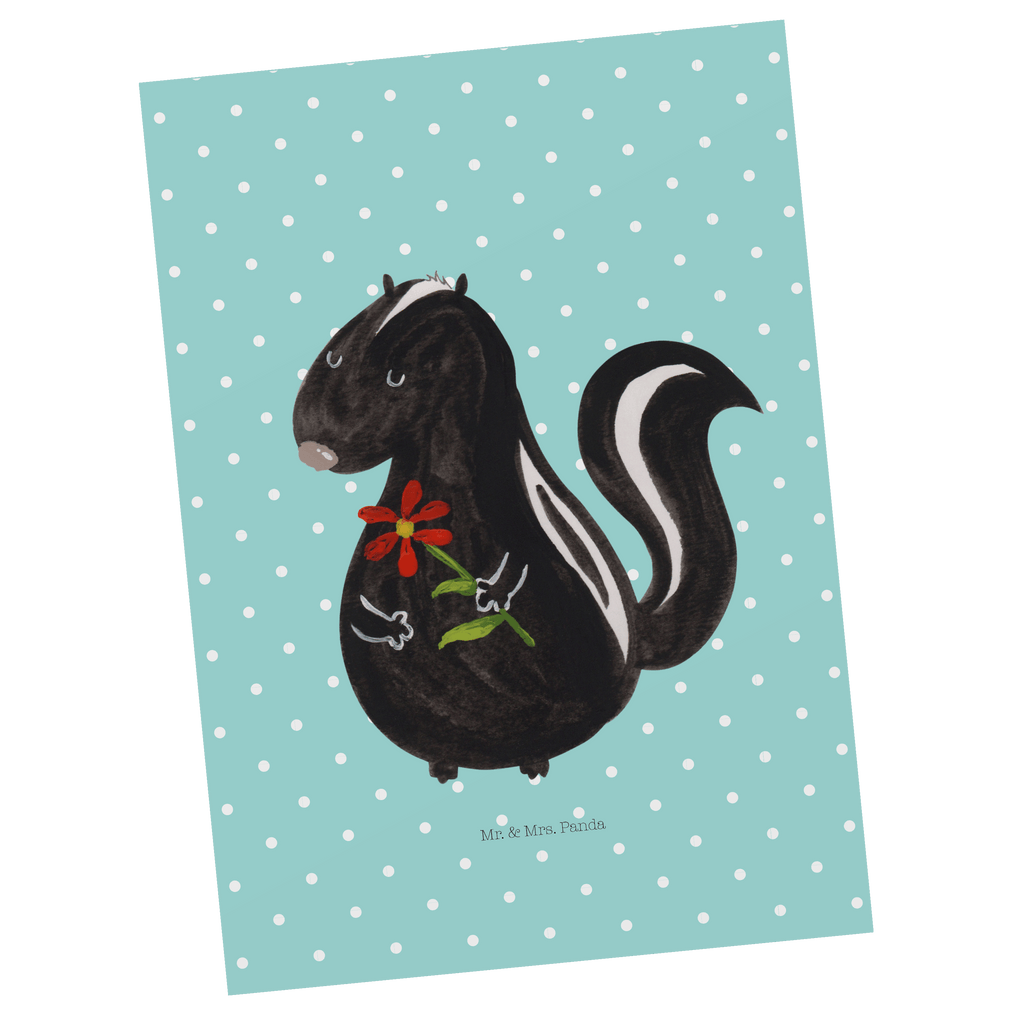 Postkarte Stinktier Blume Geschenkkarte, Grußkarte, Karte, Einladung, Ansichtskarte, Geburtstagskarte, Einladungskarte, Dankeskarte, Stinktier, Skunk, Wildtier, Raubtier, Stinker, Stinki, Tagträumer, verträumt, Dreams, Träume