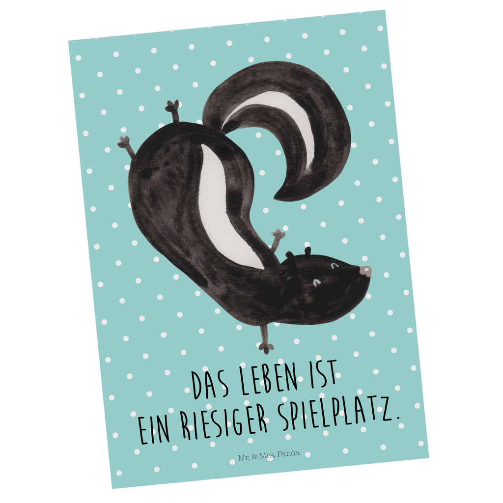 Postkarte Stinktier Handstand Geschenkkarte, Grußkarte, Karte, Einladung, Ansichtskarte, Geburtstagskarte, Einladungskarte, Dankeskarte, Stinktier, Skunk, Wildtier, Raubtier, Stinker, Stinki, Spielplatz, verpielt, Kind