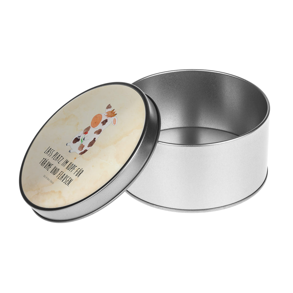 Blechdose rund Kuh Metalldose, Keksdose, Dose, Vorratsdose, Geschenkbox, Bauernhof, Hoftiere, Landwirt, Landwirtin, Kuh, Kühe, Träume, Flausen, Spruch, Magie, Motivtion, Hof, Milch, Milchkuh
