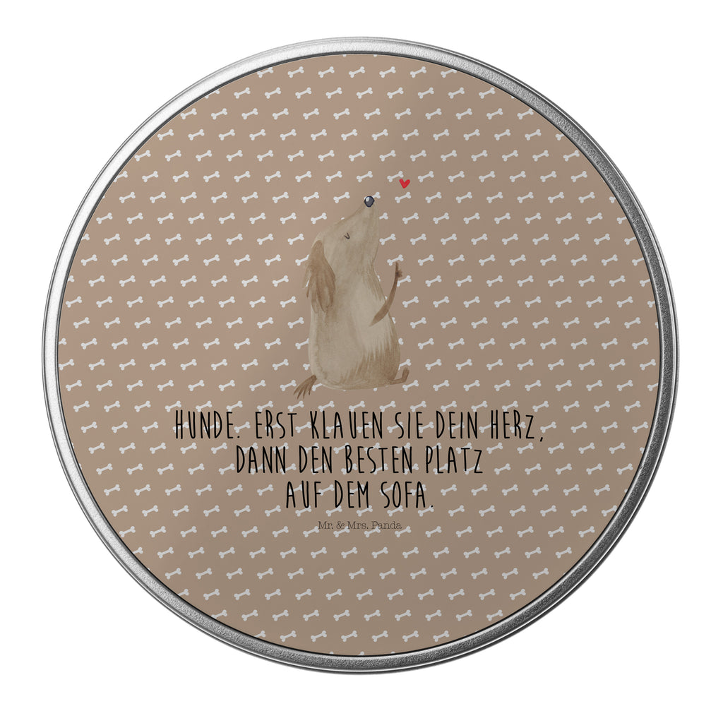 Blechdose rund Hund Liebe Metalldose, Keksdose, Dose, Vorratsdose, Geschenkbox, Hund, Hundemotiv, Haustier, Hunderasse, Tierliebhaber, Hundebesitzer, Sprüche, Liebe, Hundeglück, Hundeliebe, Hunde, Frauchen