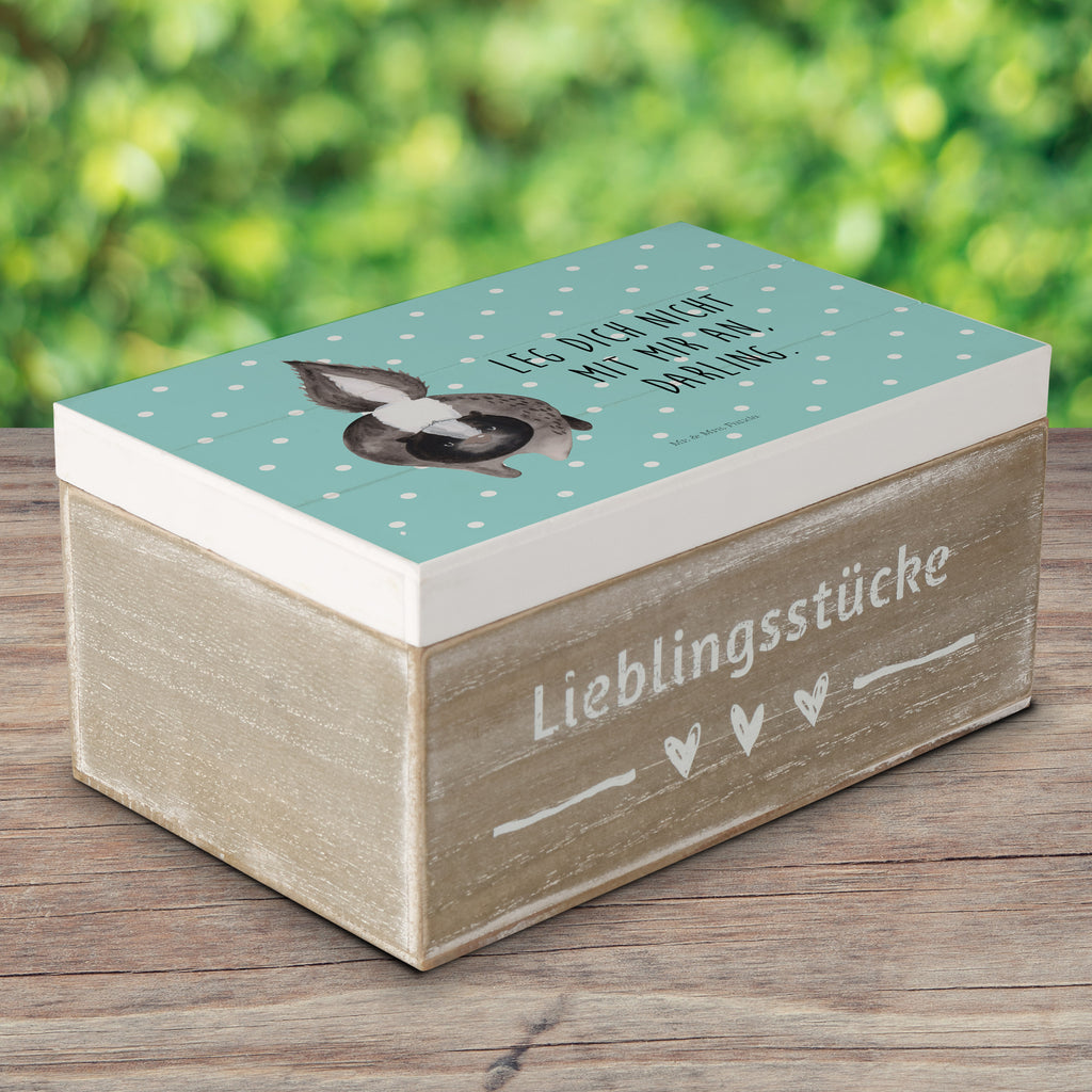 Holzkiste Stinktier Angriff Holzkiste, Kiste, Schatzkiste, Truhe, Schatulle, XXL, Erinnerungsbox, Erinnerungskiste, Dekokiste, Aufbewahrungsbox, Stinktier, Skunk, Wildtier, Raubtier, Stinker, Stinki, wütend, Drohung