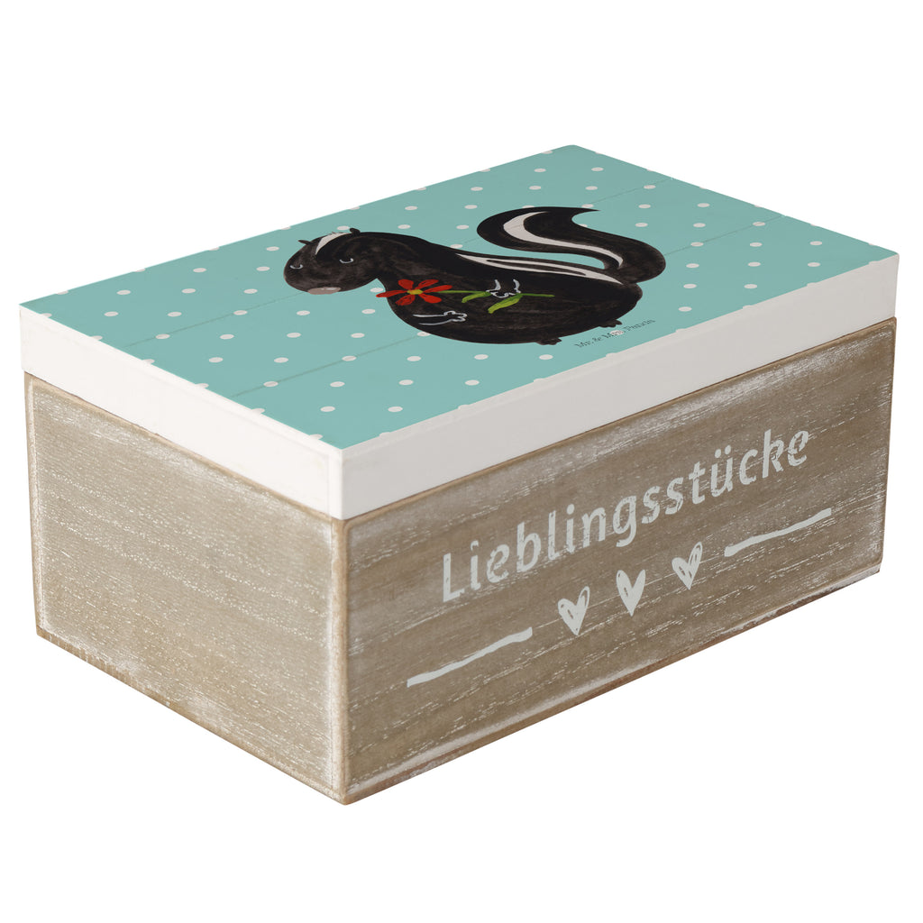 Holzkiste Stinktier Blume Holzkiste, Kiste, Schatzkiste, Truhe, Schatulle, XXL, Erinnerungsbox, Erinnerungskiste, Dekokiste, Aufbewahrungsbox, Stinktier, Skunk, Wildtier, Raubtier, Stinker, Stinki, Tagträumer, verträumt, Dreams, Träume