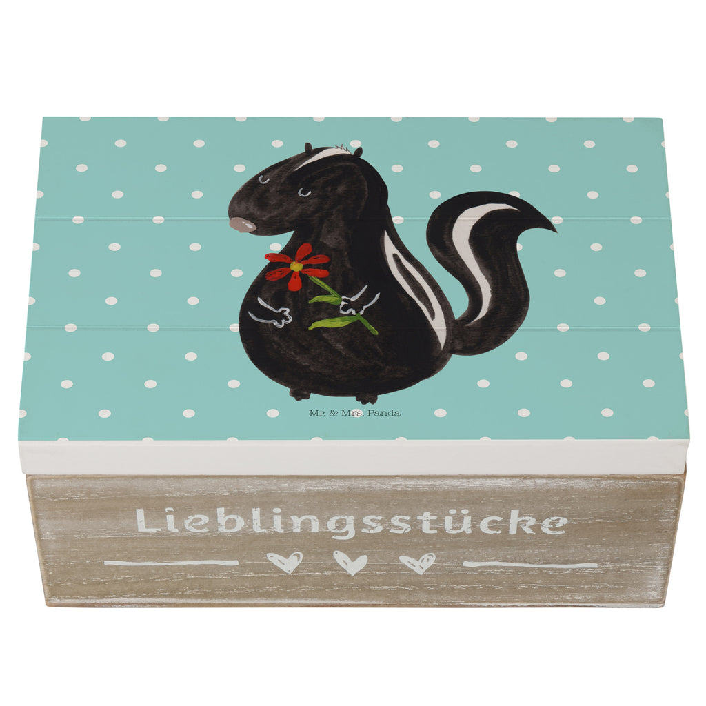 Holzkiste Stinktier Blume Holzkiste, Kiste, Schatzkiste, Truhe, Schatulle, XXL, Erinnerungsbox, Erinnerungskiste, Dekokiste, Aufbewahrungsbox, Stinktier, Skunk, Wildtier, Raubtier, Stinker, Stinki, Tagträumer, verträumt, Dreams, Träume