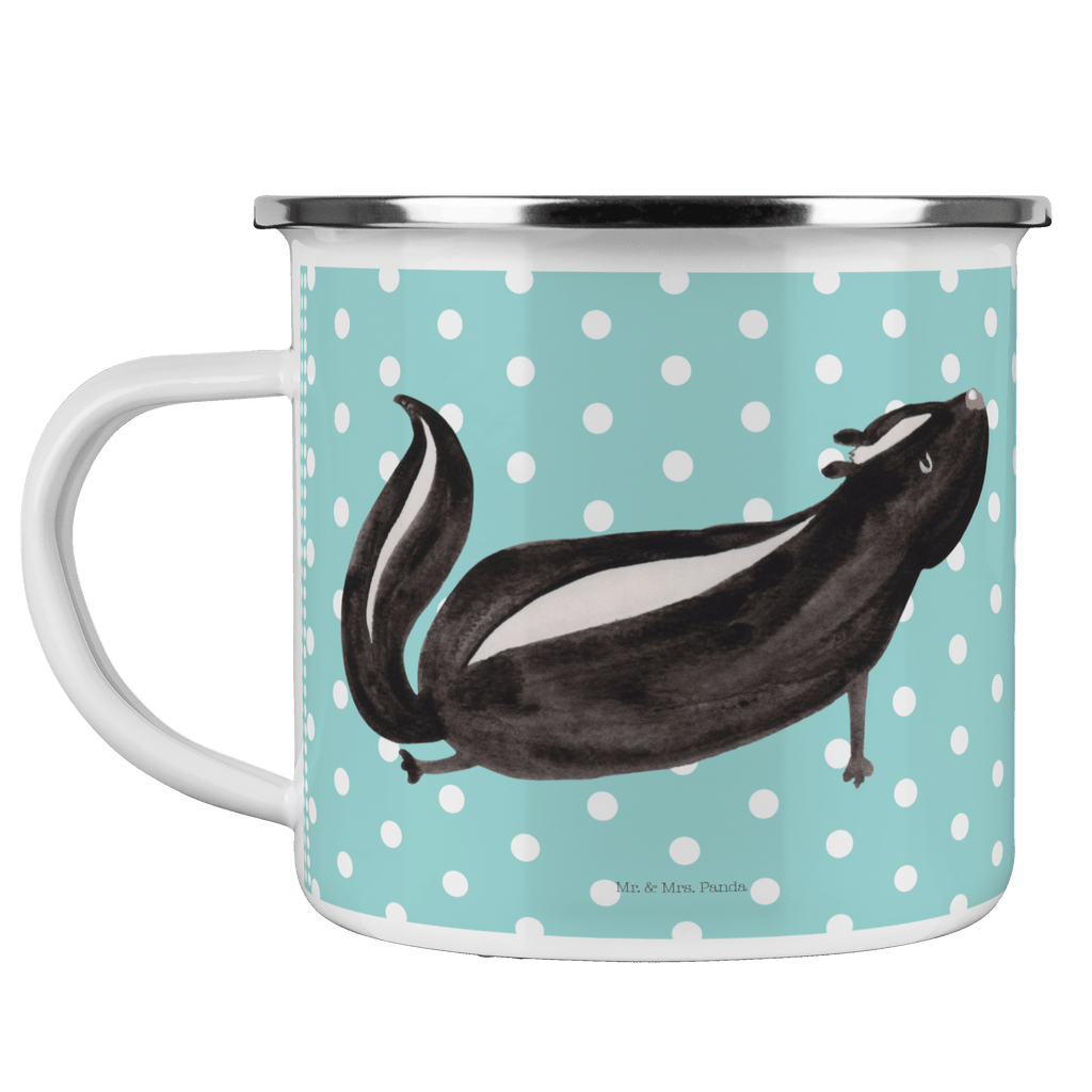 Camping Emaille Tasse Stinktier Yoga Campingtasse, Trinkbecher, Metalltasse, Outdoor Tasse, Emaille Trinkbecher, Blechtasse Outdoor, Emaille Campingbecher, Edelstahl Trinkbecher, Metalltasse für Camping, Kaffee Blechtasse, Camping Tasse Metall, Stinktier, Skunk, Wildtier, Raubtier, Stinker, Stinki, Yoga, Namaste, Lebe, Liebe, Lache