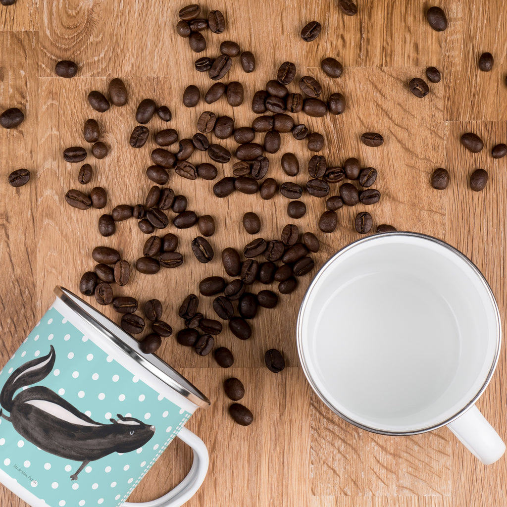 Camping Emaille Tasse Stinktier Yoga Campingtasse, Trinkbecher, Metalltasse, Outdoor Tasse, Emaille Trinkbecher, Blechtasse Outdoor, Emaille Campingbecher, Edelstahl Trinkbecher, Metalltasse für Camping, Kaffee Blechtasse, Camping Tasse Metall, Stinktier, Skunk, Wildtier, Raubtier, Stinker, Stinki, Yoga, Namaste, Lebe, Liebe, Lache