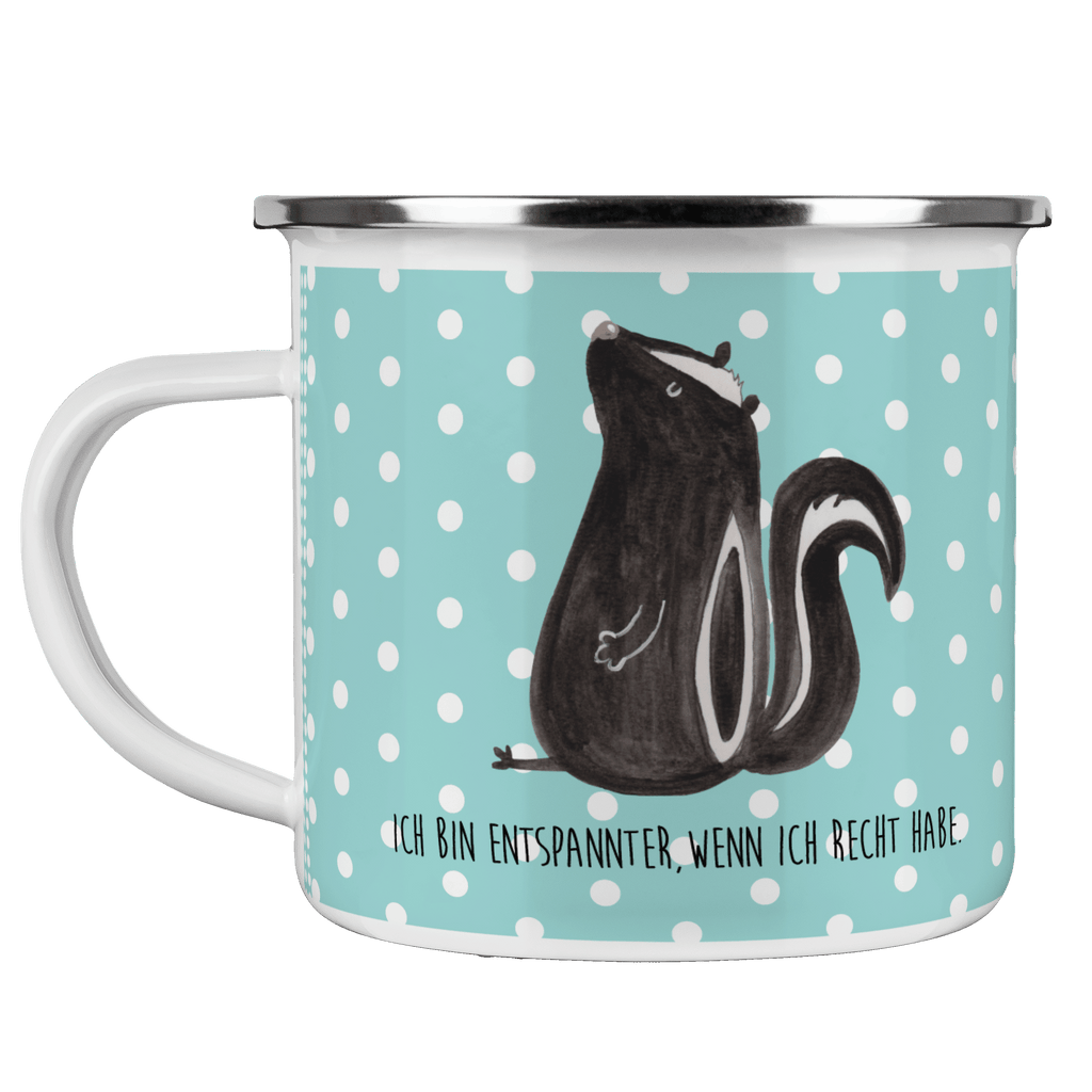 Camping Emaille Tasse Stinktier sitzend Campingtasse, Trinkbecher, Metalltasse, Outdoor Tasse, Emaille Trinkbecher, Blechtasse Outdoor, Emaille Campingbecher, Edelstahl Trinkbecher, Metalltasse für Camping, Kaffee Blechtasse, Camping Tasse Metall, Stinktier, Skunk, Wildtier, Raubtier, Stinker, Stinki, Spruch, Büro, Recht, Besserwisser