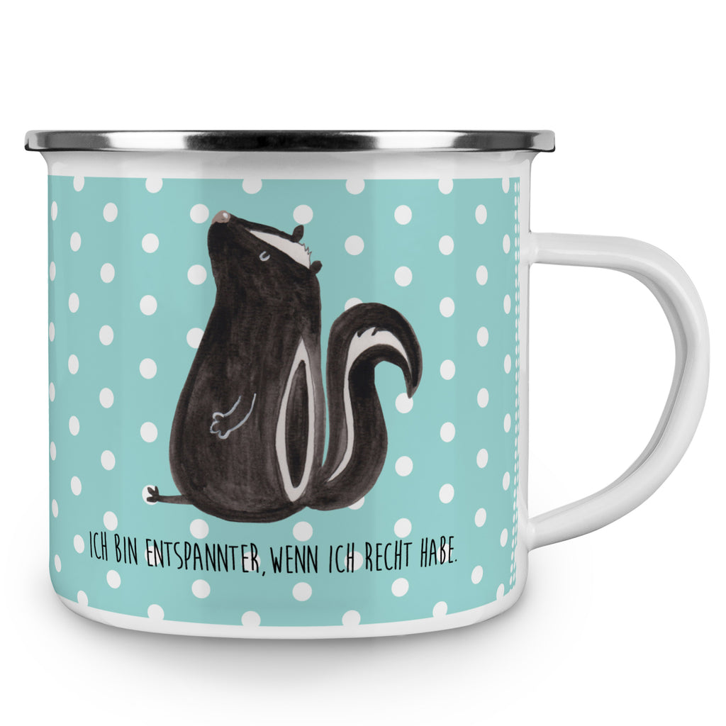 Camping Emaille Tasse Stinktier sitzend Campingtasse, Trinkbecher, Metalltasse, Outdoor Tasse, Emaille Trinkbecher, Blechtasse Outdoor, Emaille Campingbecher, Edelstahl Trinkbecher, Metalltasse für Camping, Kaffee Blechtasse, Camping Tasse Metall, Stinktier, Skunk, Wildtier, Raubtier, Stinker, Stinki, Spruch, Büro, Recht, Besserwisser