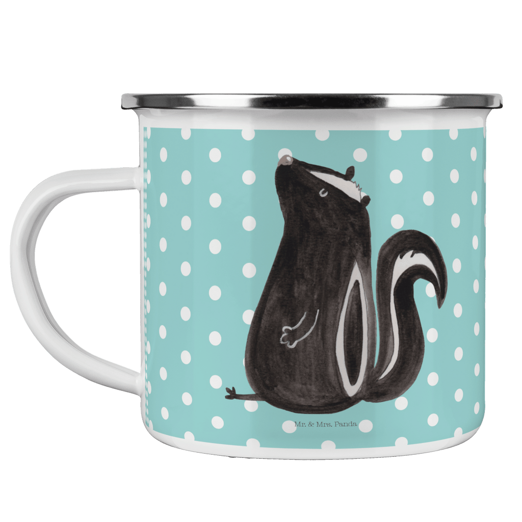 Camping Emaille Tasse Stinktier sitzend Campingtasse, Trinkbecher, Metalltasse, Outdoor Tasse, Emaille Trinkbecher, Blechtasse Outdoor, Emaille Campingbecher, Edelstahl Trinkbecher, Metalltasse für Camping, Kaffee Blechtasse, Camping Tasse Metall, Stinktier, Skunk, Wildtier, Raubtier, Stinker, Stinki, Spruch, Büro, Recht, Besserwisser