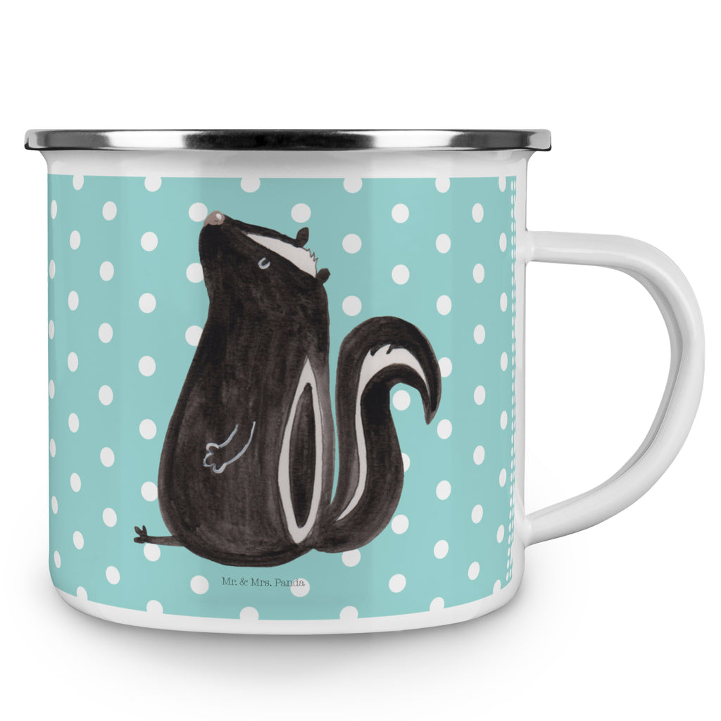 Camping Emaille Tasse Stinktier sitzend Campingtasse, Trinkbecher, Metalltasse, Outdoor Tasse, Emaille Trinkbecher, Blechtasse Outdoor, Emaille Campingbecher, Edelstahl Trinkbecher, Metalltasse für Camping, Kaffee Blechtasse, Camping Tasse Metall, Stinktier, Skunk, Wildtier, Raubtier, Stinker, Stinki, Spruch, Büro, Recht, Besserwisser