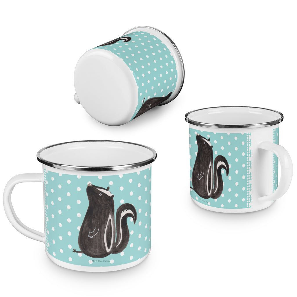 Camping Emaille Tasse Stinktier sitzend Campingtasse, Trinkbecher, Metalltasse, Outdoor Tasse, Emaille Trinkbecher, Blechtasse Outdoor, Emaille Campingbecher, Edelstahl Trinkbecher, Metalltasse für Camping, Kaffee Blechtasse, Camping Tasse Metall, Stinktier, Skunk, Wildtier, Raubtier, Stinker, Stinki, Spruch, Büro, Recht, Besserwisser