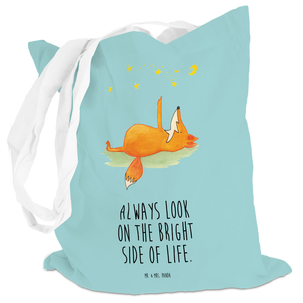 Tragetasche Fuchs Sterne Beuteltasche, Beutel, Einkaufstasche, Jutebeutel, Stoffbeutel, Fuchs, Füchse, tröstende Worte, Spruch positiv, Spruch schön, Romantik, Always Look on the Bright Side of Life