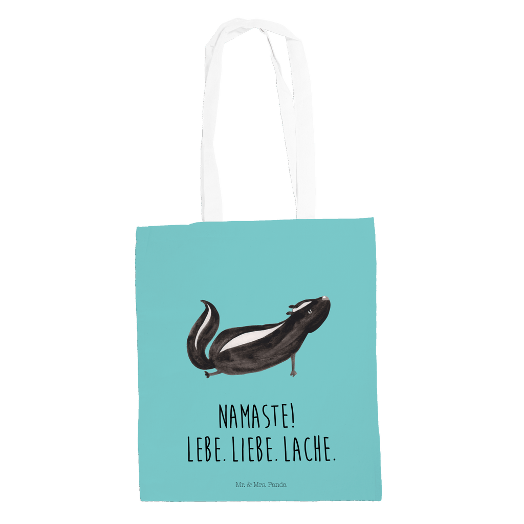 Tragetasche Stinktier Yoga Beuteltasche, Beutel, Einkaufstasche, Jutebeutel, Stoffbeutel, Stinktier, Skunk, Wildtier, Raubtier, Stinker, Stinki, Yoga, Namaste, Lebe, Liebe, Lache