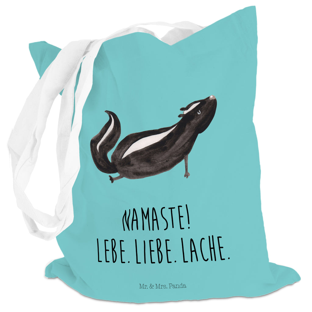 Tragetasche Stinktier Yoga Beuteltasche, Beutel, Einkaufstasche, Jutebeutel, Stoffbeutel, Stinktier, Skunk, Wildtier, Raubtier, Stinker, Stinki, Yoga, Namaste, Lebe, Liebe, Lache