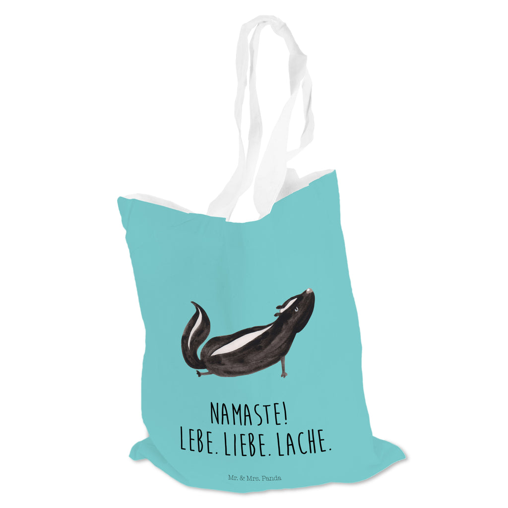 Tragetasche Stinktier Yoga Beuteltasche, Beutel, Einkaufstasche, Jutebeutel, Stoffbeutel, Stinktier, Skunk, Wildtier, Raubtier, Stinker, Stinki, Yoga, Namaste, Lebe, Liebe, Lache