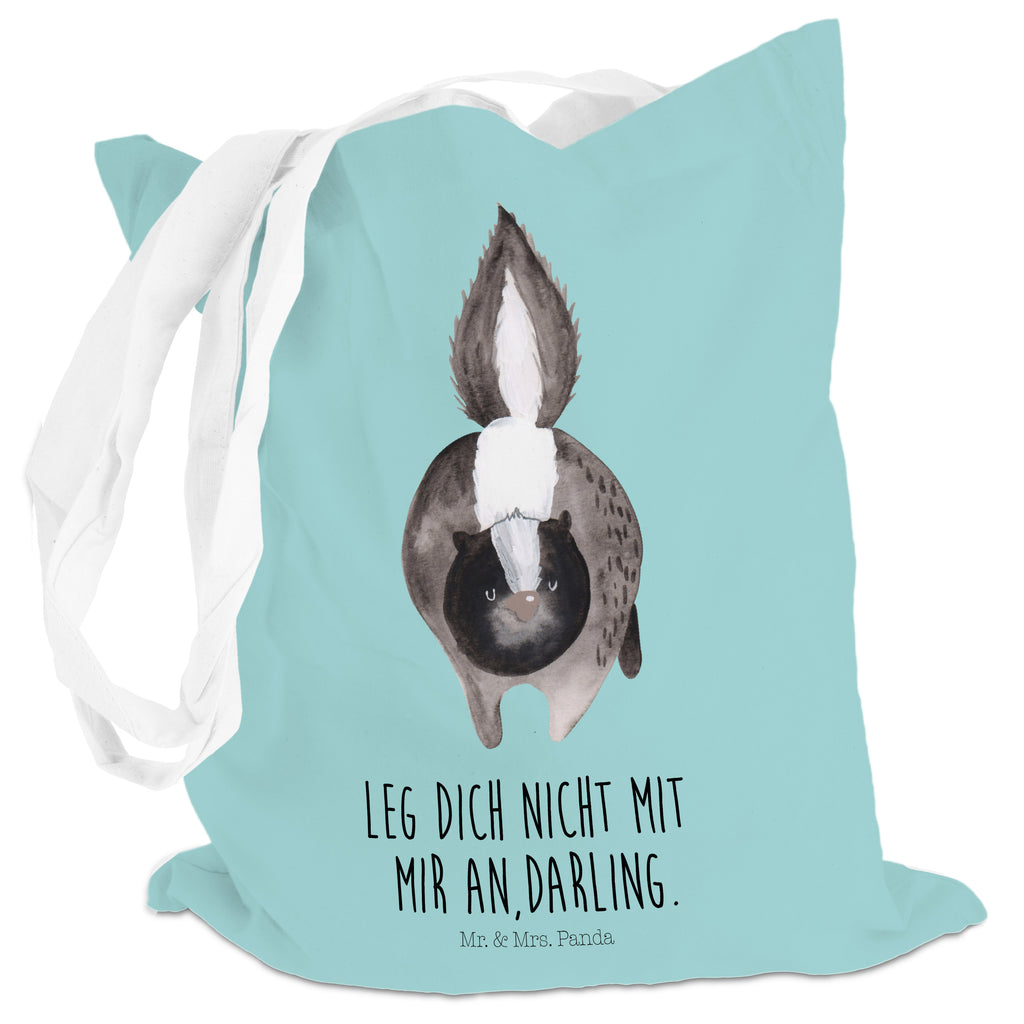Tragetasche Stinktier Angriff Beuteltasche, Beutel, Einkaufstasche, Jutebeutel, Stoffbeutel, Stinktier, Skunk, Wildtier, Raubtier, Stinker, Stinki, wütend, Drohung