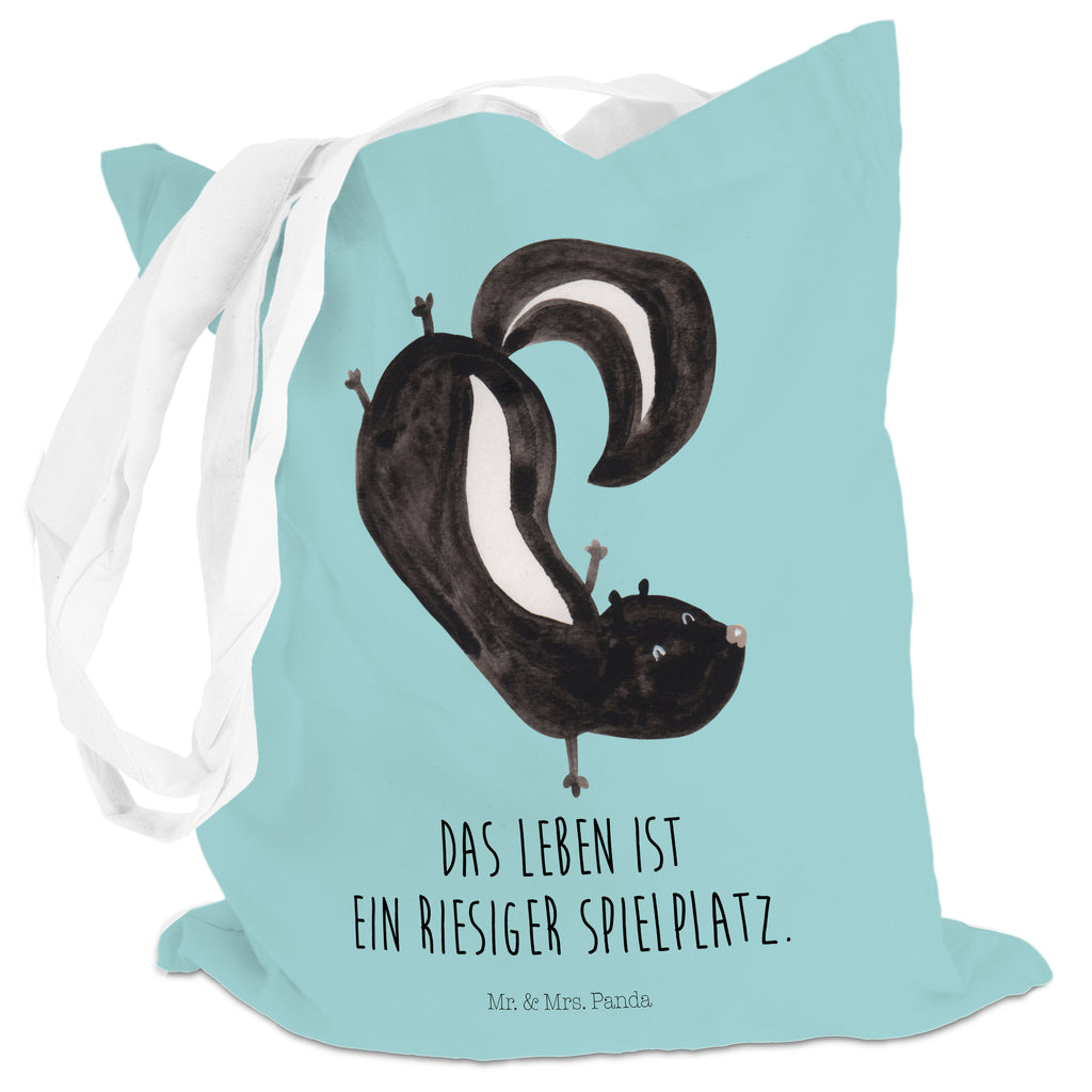Tragetasche Stinktier Handstand Beuteltasche, Beutel, Einkaufstasche, Jutebeutel, Stoffbeutel, Stinktier, Skunk, Wildtier, Raubtier, Stinker, Stinki, Spielplatz, verpielt, Kind