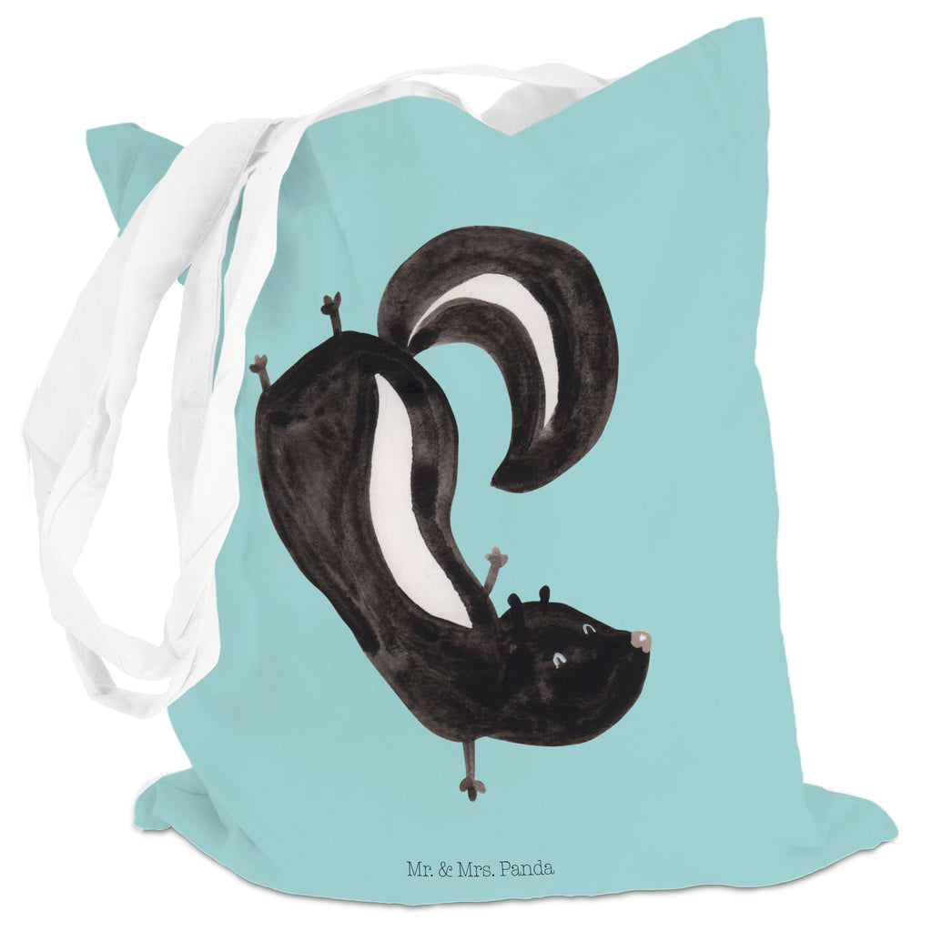 Tragetasche Stinktier Handstand Beuteltasche, Beutel, Einkaufstasche, Jutebeutel, Stoffbeutel, Stinktier, Skunk, Wildtier, Raubtier, Stinker, Stinki, Spielplatz, verpielt, Kind