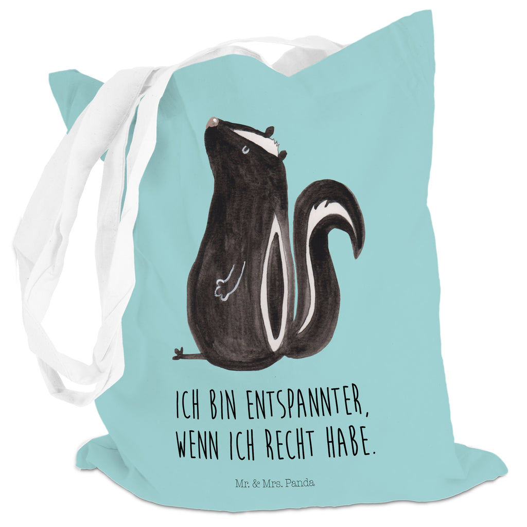 Tragetasche Stinktier sitzend Beuteltasche, Beutel, Einkaufstasche, Jutebeutel, Stoffbeutel, Stinktier, Skunk, Wildtier, Raubtier, Stinker, Stinki, Spruch, Büro, Recht, Besserwisser