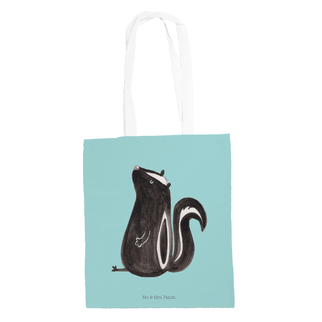 Tragetasche Stinktier sitzend Beuteltasche, Beutel, Einkaufstasche, Jutebeutel, Stoffbeutel, Stinktier, Skunk, Wildtier, Raubtier, Stinker, Stinki, Spruch, Büro, Recht, Besserwisser