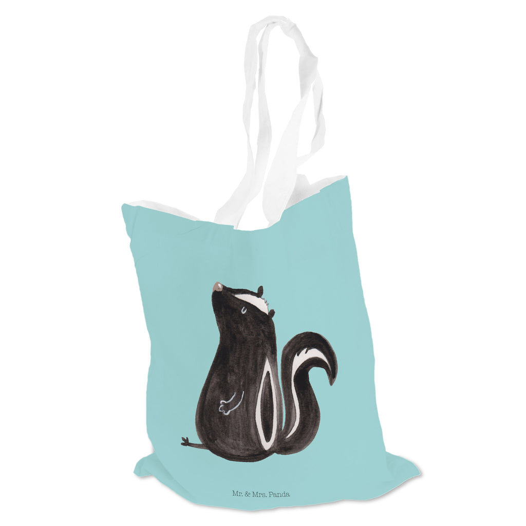 Tragetasche Stinktier sitzend Beuteltasche, Beutel, Einkaufstasche, Jutebeutel, Stoffbeutel, Stinktier, Skunk, Wildtier, Raubtier, Stinker, Stinki, Spruch, Büro, Recht, Besserwisser