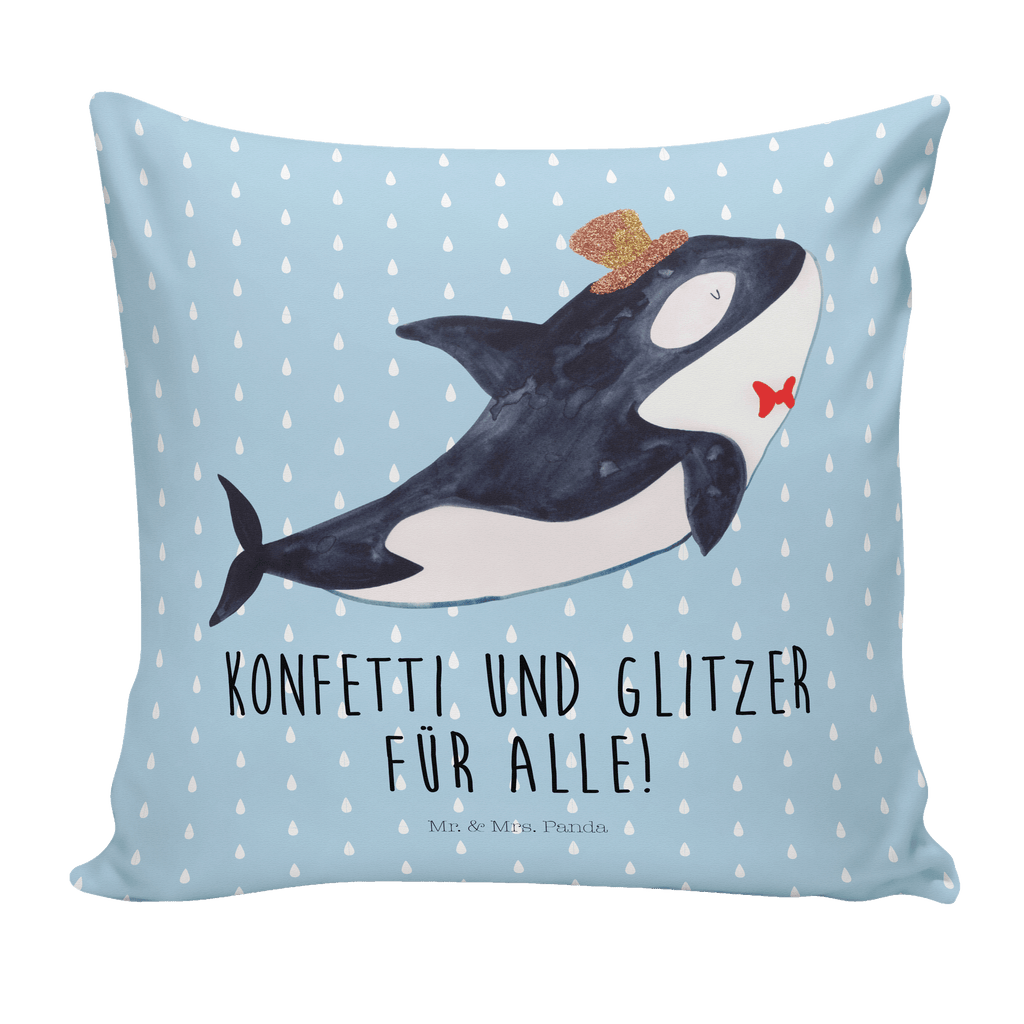 40x40 Kissen Orca Zylinder Kissenhülle, Kopfkissen, Sofakissen, Dekokissen, Motivkissen, Meerestiere, Meer, Urlaub, Narwal, Glitter, Konfetti, Glitzer, Geburtstag, Feier, Fete, Fest, Glückwunsch, Orca